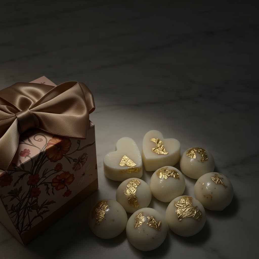 Luxury wax melt gift set with floral printed box and gold ribbon – Lux & Lustre